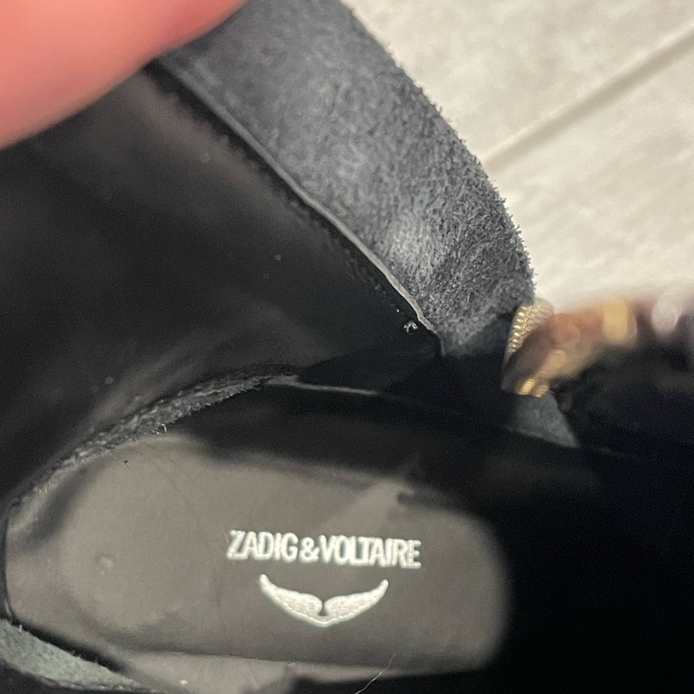 Zadig & Voltaire Leather Crystal Embellishment Moto Boots  size 6 - Picture 8 of 11